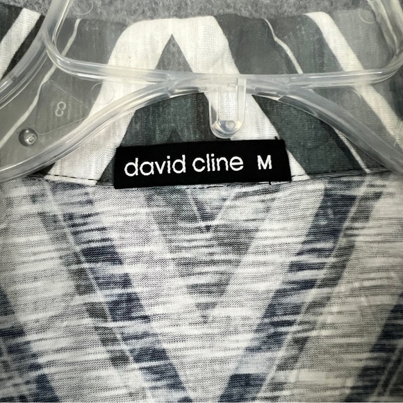 DAVID CLINE Crushed Roll Tab Sleeve Shirt Snap Front "Stone" Greys Size Medium - Picture 5 of 9